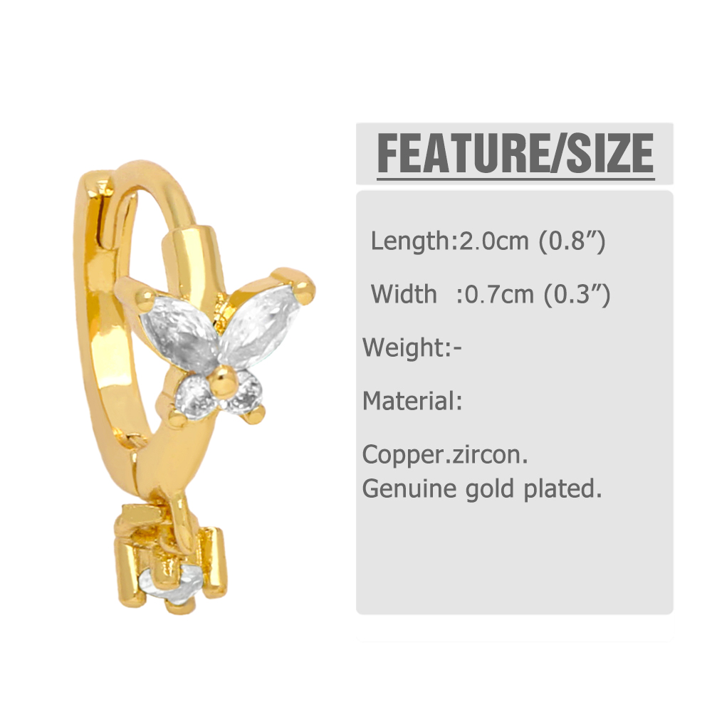 1 Pair Modern Style Butterfly Plating Inlay Copper Zircon 18k Gold Plated Earrings display picture 1