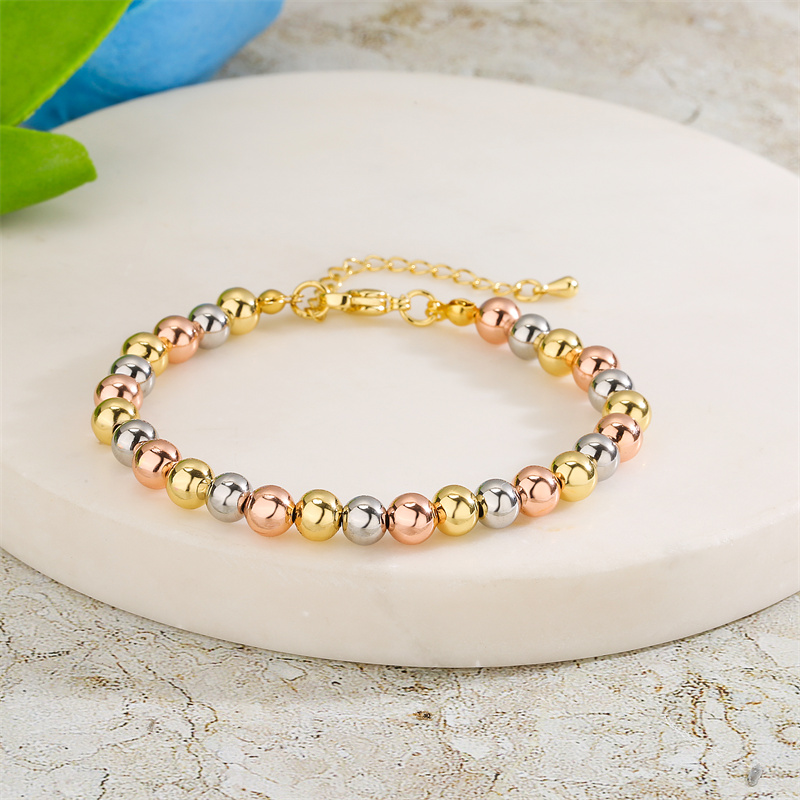 Artistic Round Copper Beaded Plating Gold Plated Bracelets Necklace display picture 10