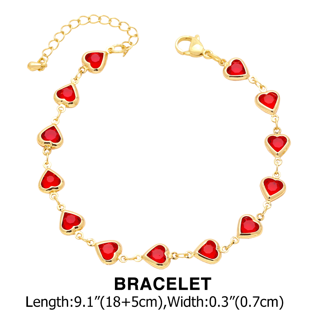 Elegant Heart Shape Copper Plating Inlay Zircon 18k Gold Plated Bracelets Necklace display picture 5