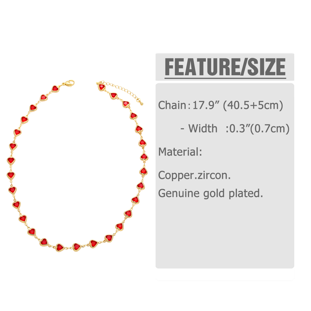 Élégant Forme De Cœur Le Cuivre Placage Incruster Zircon Plaqué Or 18k Bracelets Collier display picture 1