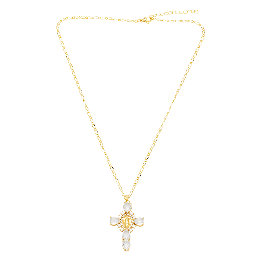 Artistic Human Cross Stainless Steel Copper Plating Inlay Zircon 18k Gold Plated Pendant Necklace display picture 6