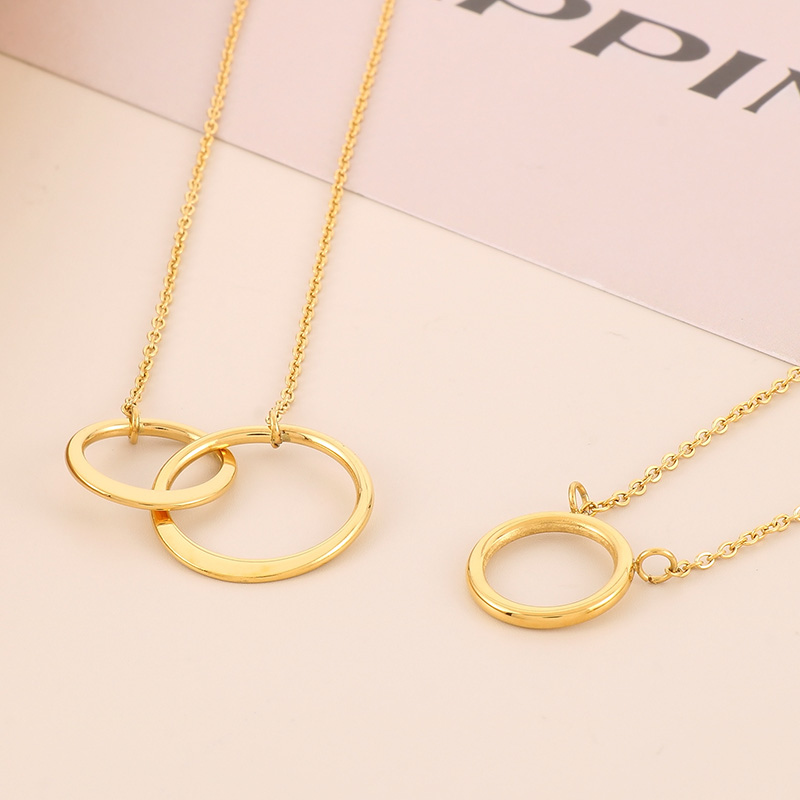 Stainless Steel Titanium Steel 18K Gold Plated Simple Style Plating Round Pendant Necklace display picture 2