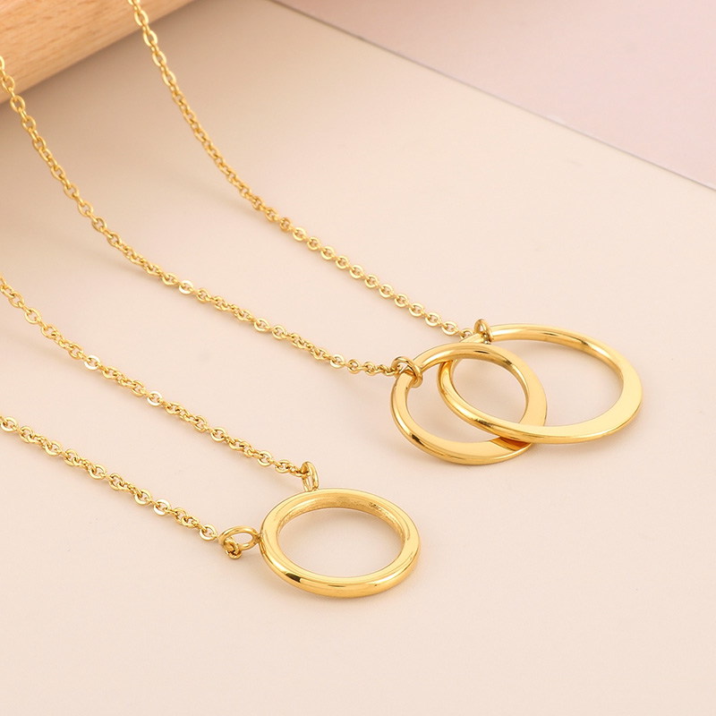 Stainless Steel Titanium Steel 18K Gold Plated Simple Style Plating Round Pendant Necklace display picture 5