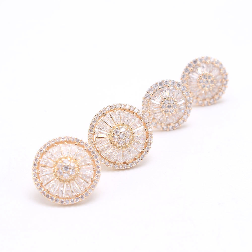 1 Paire Style Simple Rond Incruster Le Cuivre Zircon Plaqué Or Boucles D'oreilles display picture 1