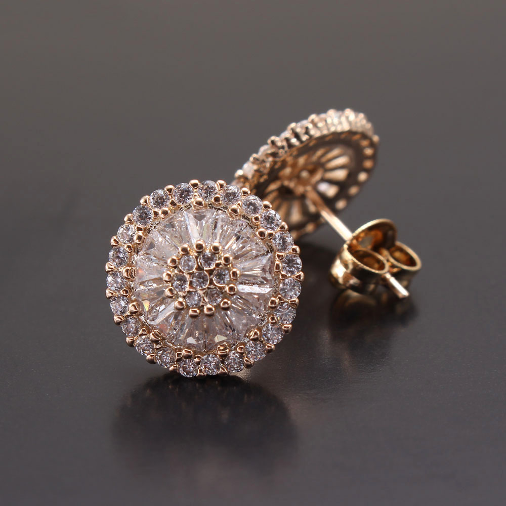 1 Paire Style Simple Rond Incruster Le Cuivre Zircon Plaqué Or Boucles D'oreilles display picture 6