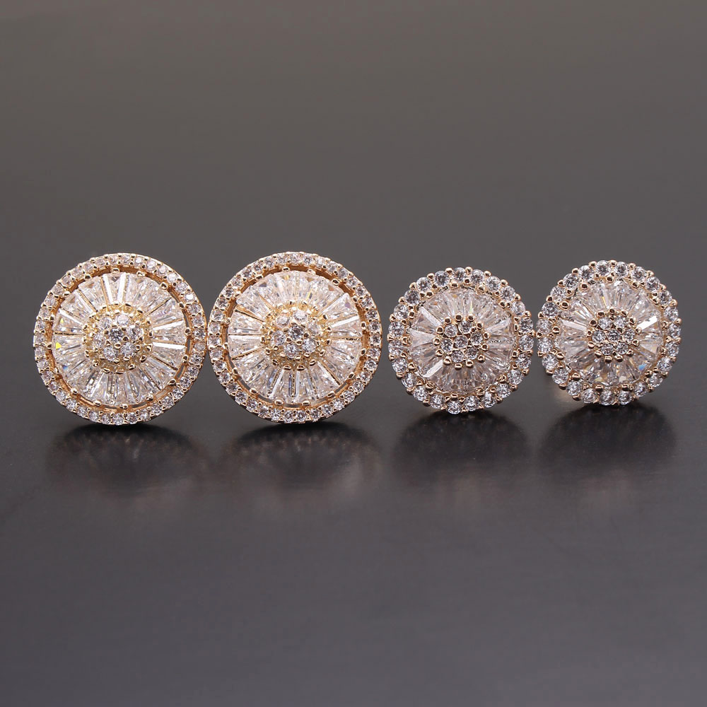 1 Paire Style Simple Rond Incruster Le Cuivre Zircon Plaqué Or Boucles D'oreilles display picture 4