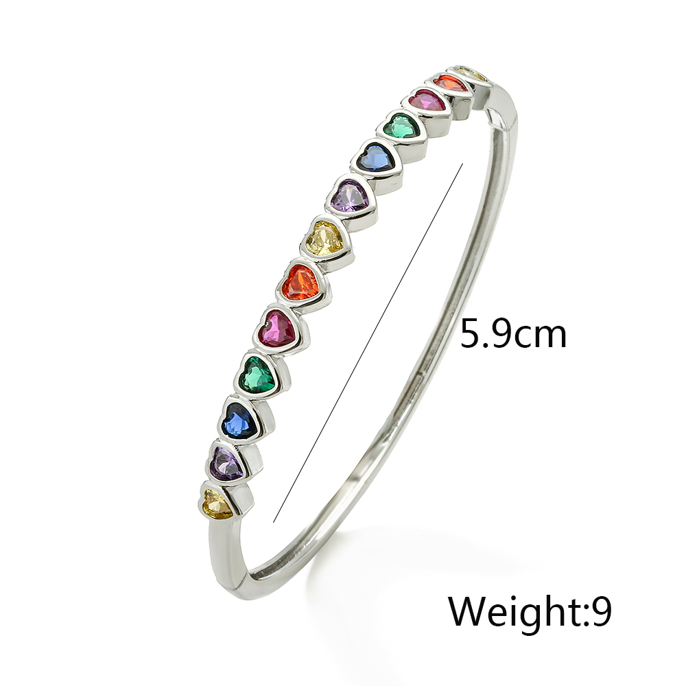 Elegant Heart Shape Copper Plating Inlay Zircon 18k Gold Plated Bangle display picture 1