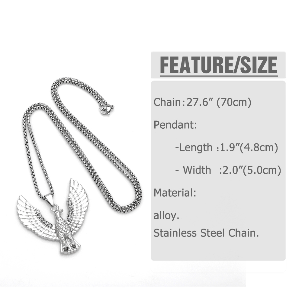 Hip-hop Cool Style Eagle Stainless Steel Alloy Plating Inlay Rhinestones Unisex Pendant Necklace Long Necklace display picture 1