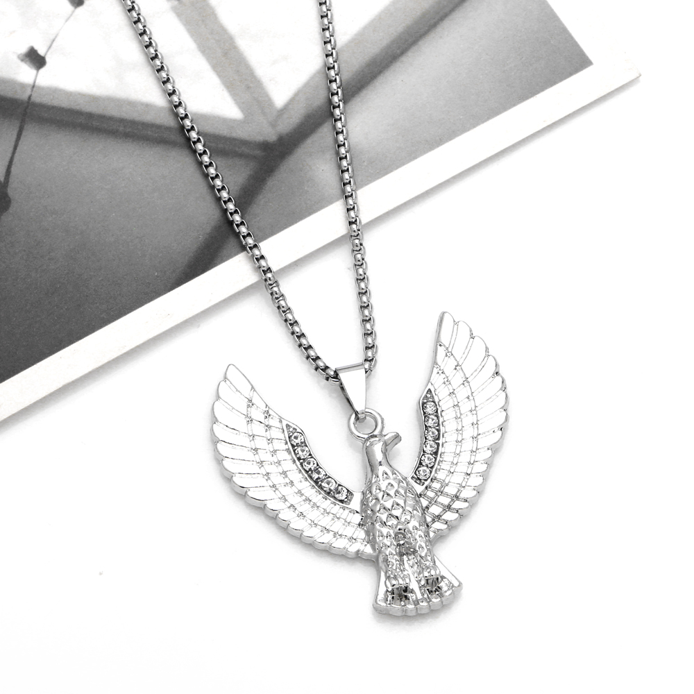 Hip-hop Cool Style Eagle Stainless Steel Alloy Plating Inlay Rhinestones Unisex Pendant Necklace Long Necklace display picture 7