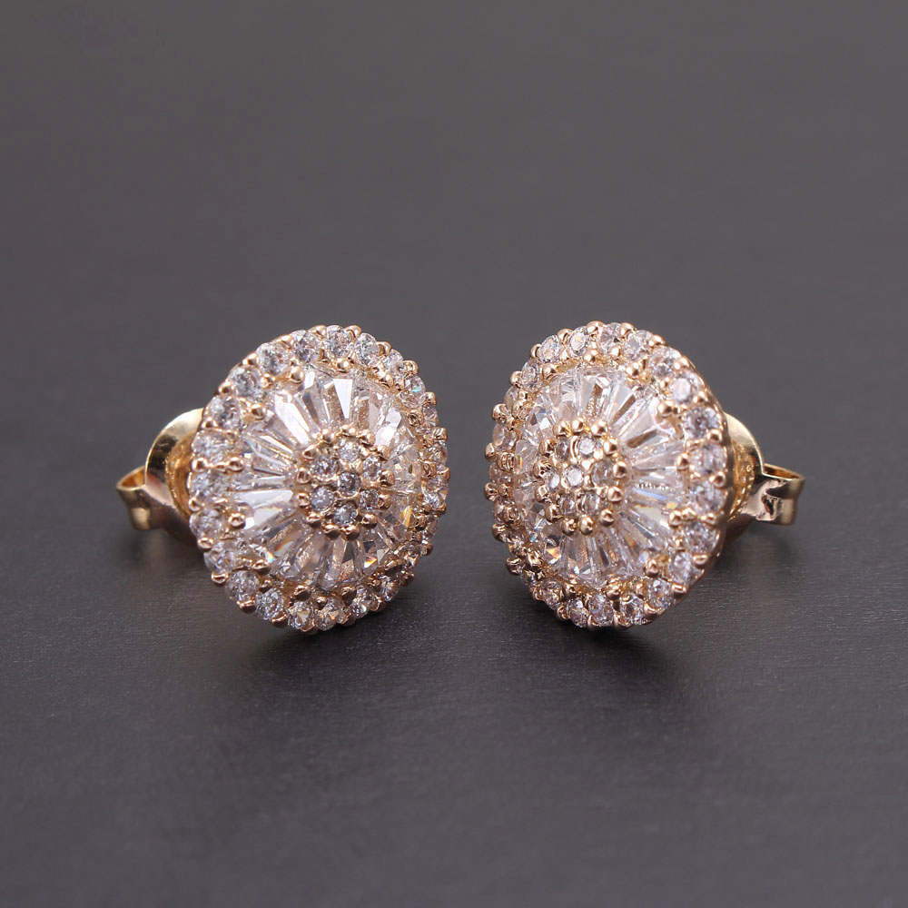 1 Paire Style Simple Rond Incruster Le Cuivre Zircon Plaqué Or Boucles D'oreilles display picture 7