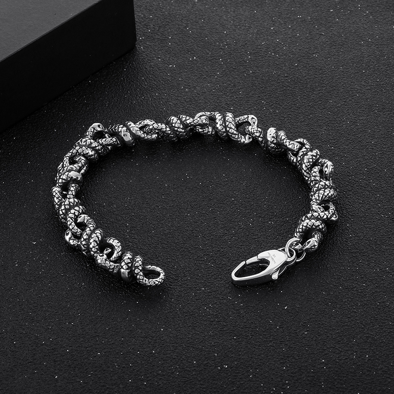 Hip-hop Punk Snake Titanium Steel Men's Bracelets display picture 7