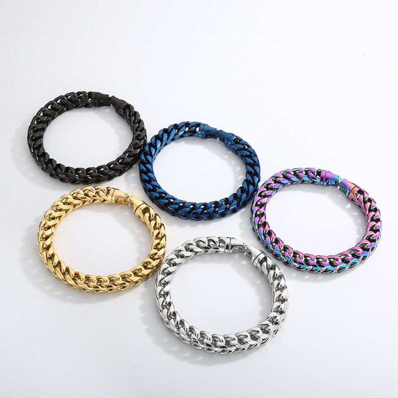 Hip-Hop Punk Solid Color Titanium Steel 18K Gold Plated Men'S Bracelets display picture 11