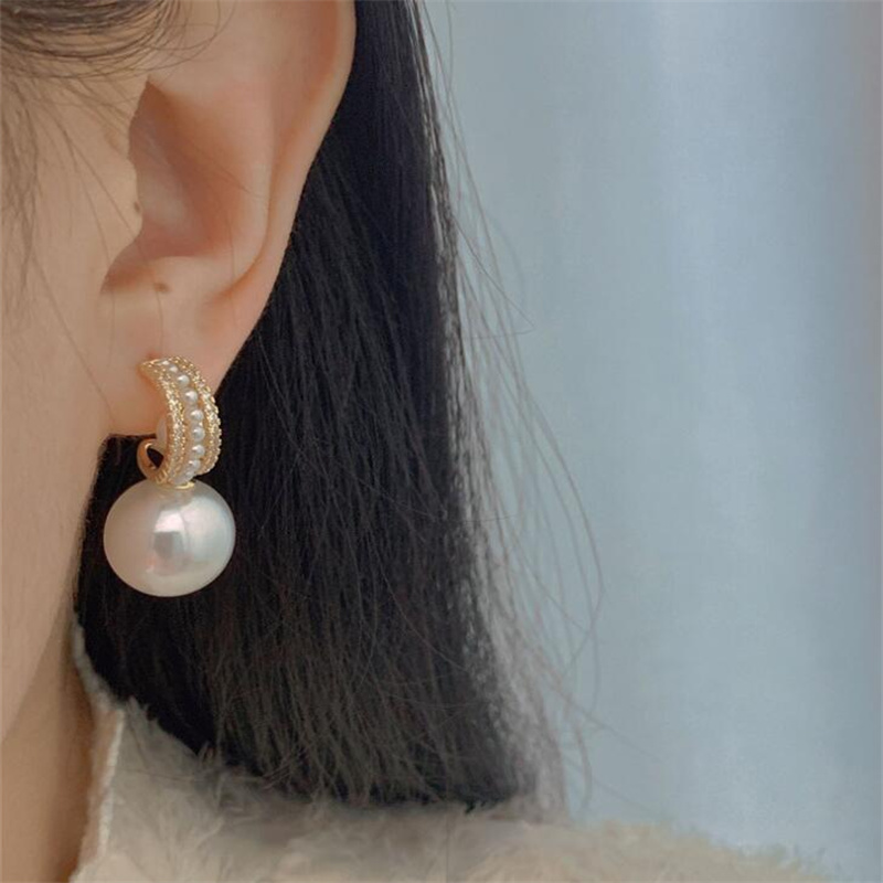 1 Pair Elegant C Shape Plating Inlay Alloy Rhinestones Pearl Gold Plated Ear Studs display picture 4