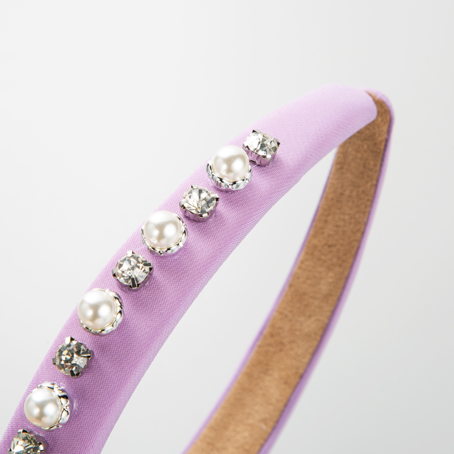 Elegant U Shape Solid Color Cloth Inlay Rhinestones Pearl Hair Band display picture 4