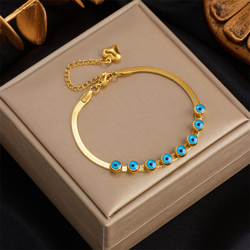 Vintage Style Simple Style Devil'S Eye 304 Stainless Steel 18K Gold Plated Resin Bracelets In Bulk display picture 1