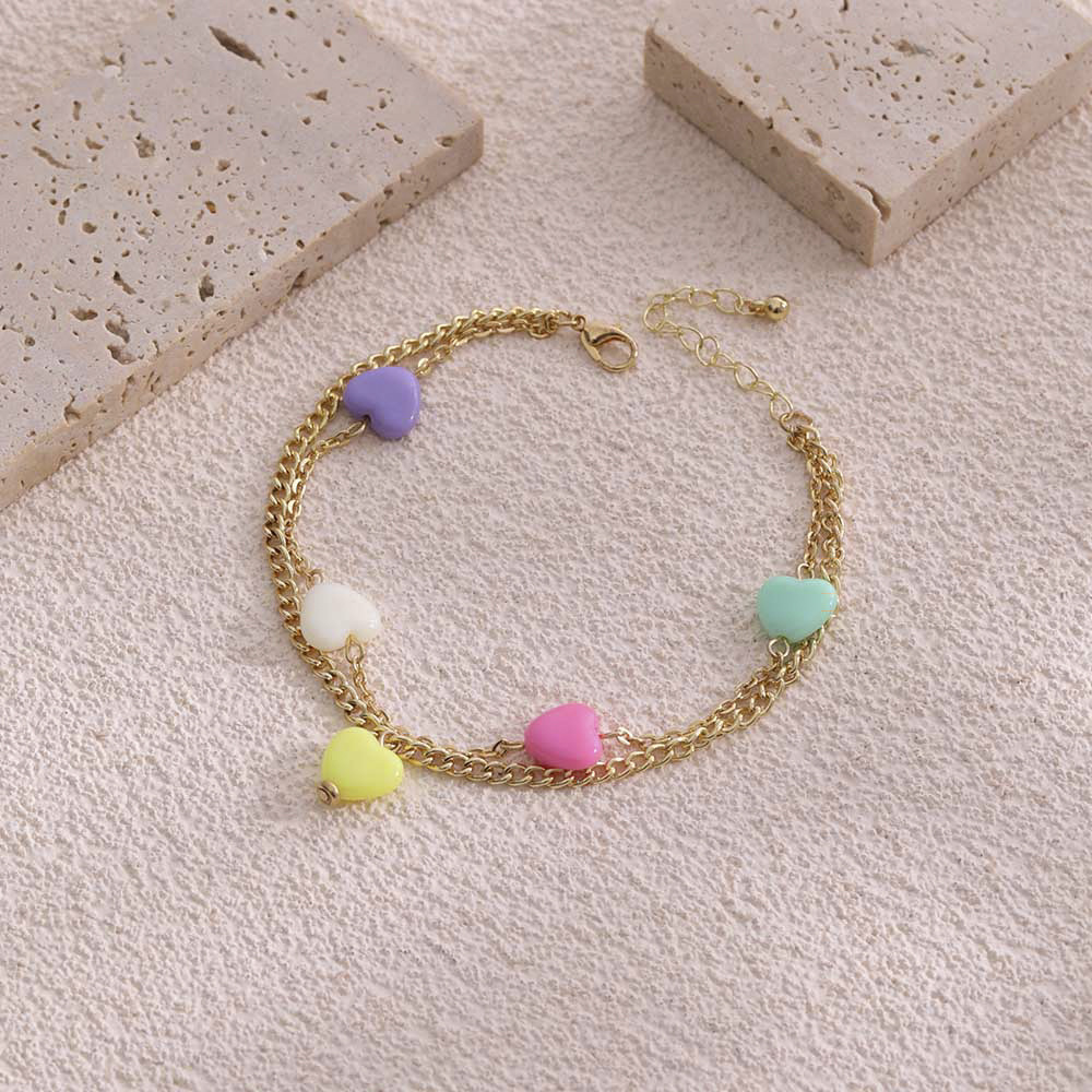 Wholesale Jewelry Vacation Sweet Heart Shape Smiley Face Alloy Resin Anklet display picture 2