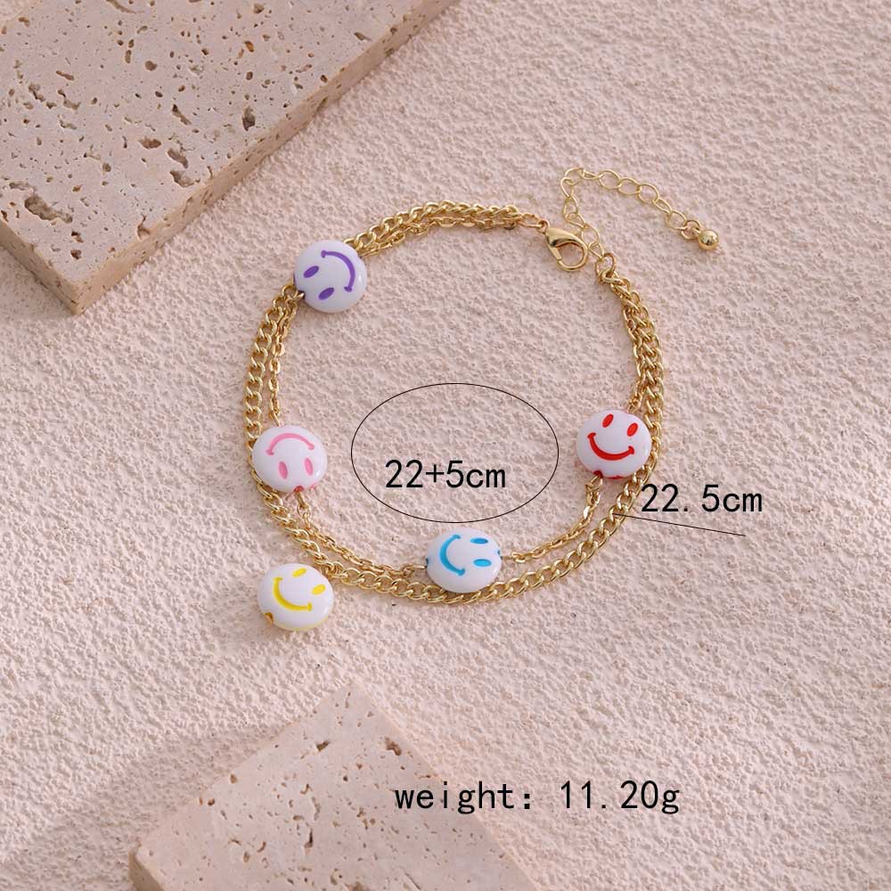 Wholesale Jewelry Vacation Sweet Heart Shape Smiley Face Alloy Resin Anklet display picture 6