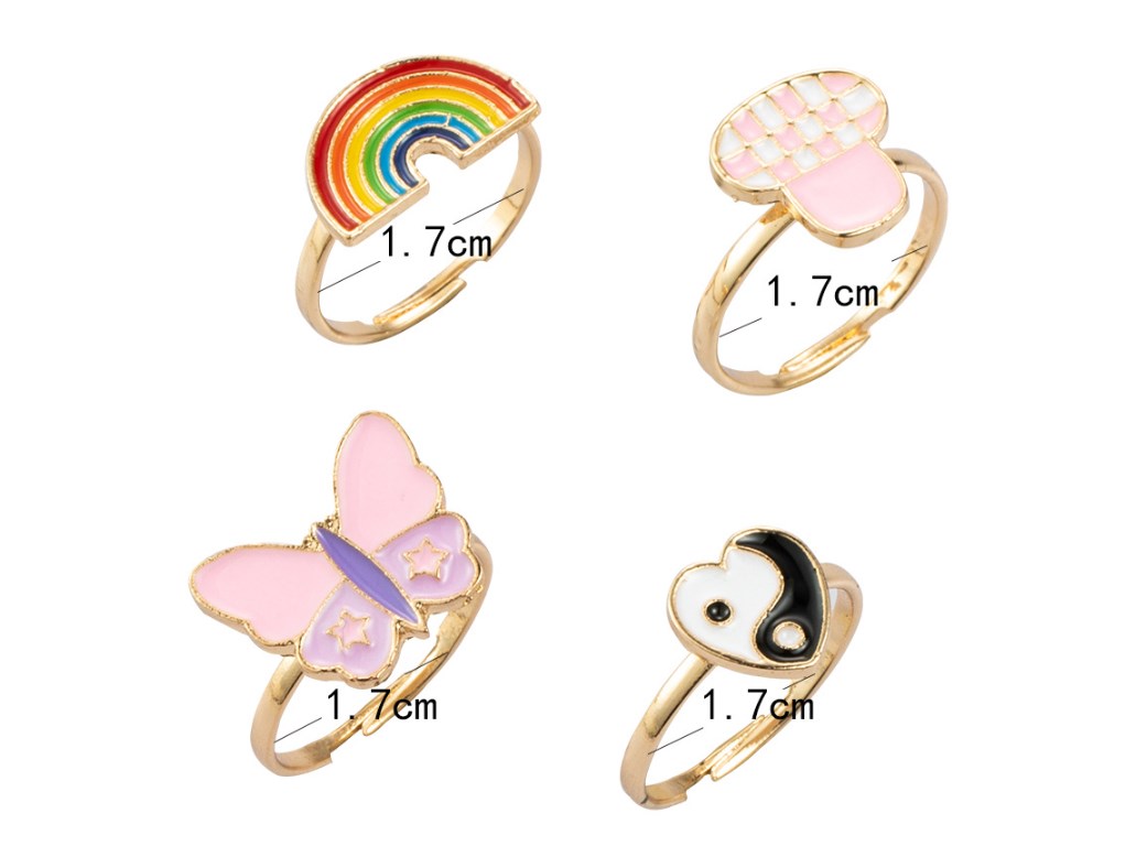 Vacation Heart Shape Mushroom Butterfly Alloy Enamel Plating Women's Rings display picture 8