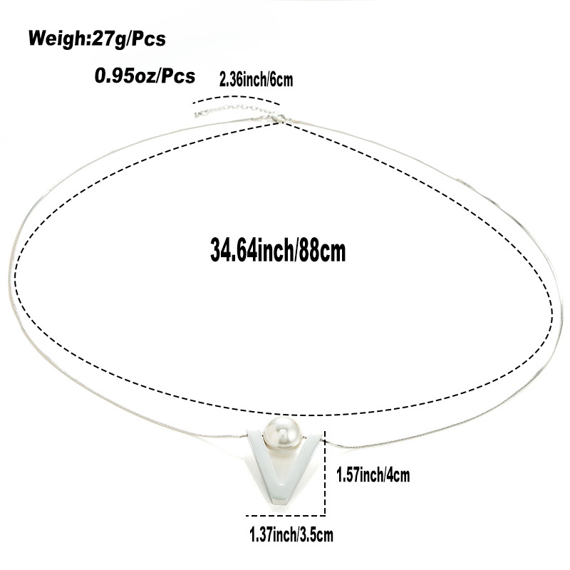Elegant V-form Rostfreier Stahl Überzug Inlay Künstliche Perlen Mit Platin Überzogen Halskette display picture 1