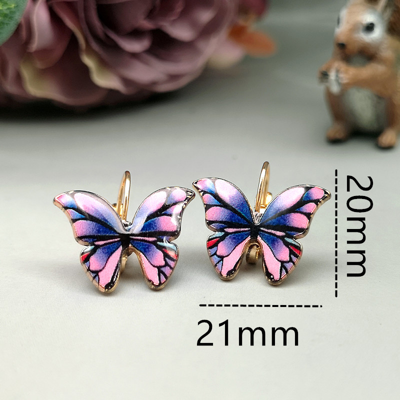 Vacation Butterfly Metal Enamel Plating Gold Plated Women's Earrings display picture 1