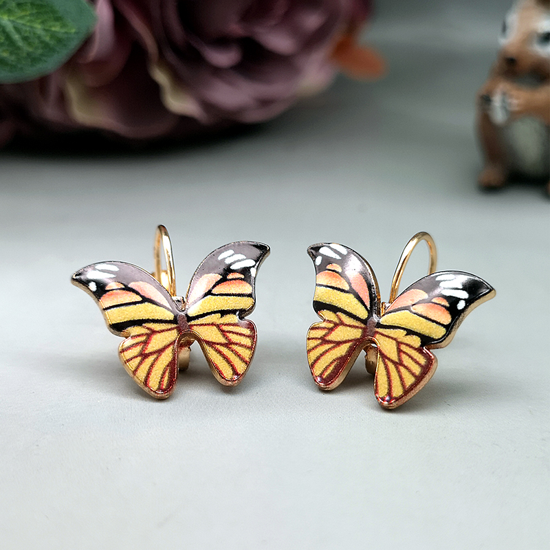 Vacation Butterfly Metal Enamel Plating Gold Plated Women's Earrings display picture 3