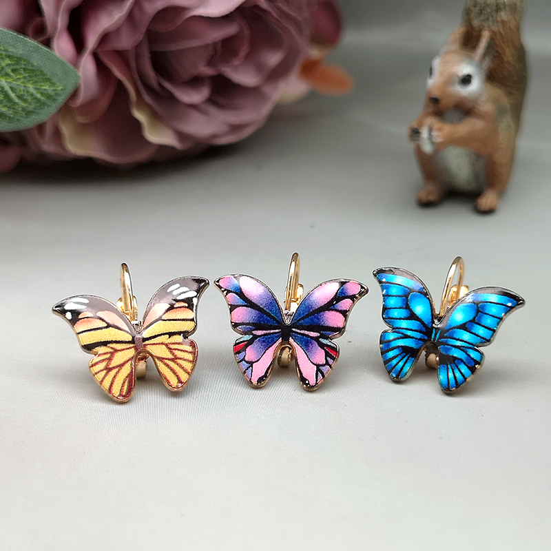Vacation Butterfly Metal Enamel Plating Gold Plated Women's Earrings display picture 5