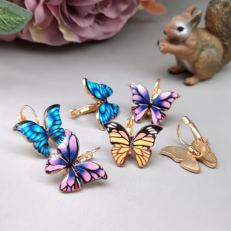 Vacation Butterfly Metal Enamel Plating Gold Plated Women's Earrings display picture 6