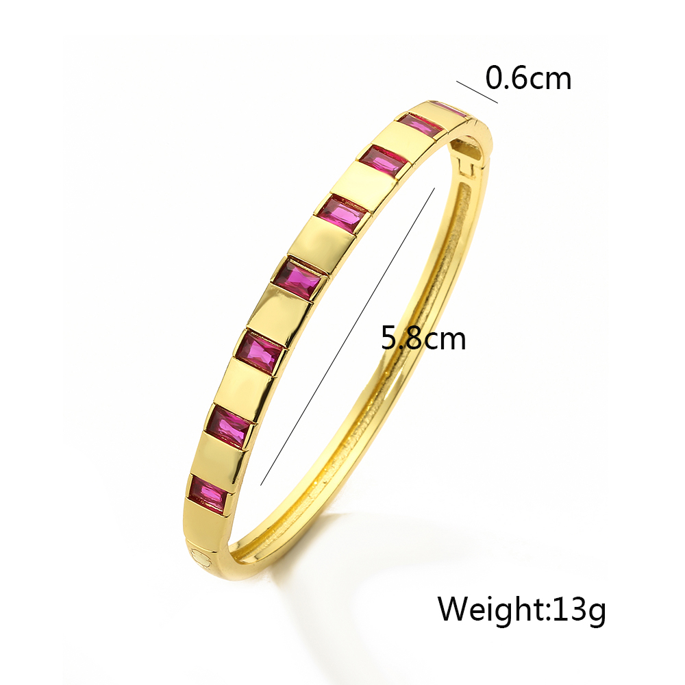 Modern Style Square Copper Plating Inlay Zircon 18k Gold Plated Bangle display picture 1