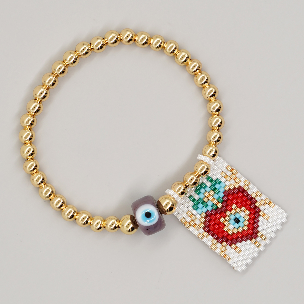 Novelty Devil's Eye Heart Shape Crown Glass Glass Copper Beaded Knitting Women's Bracelets display picture 6