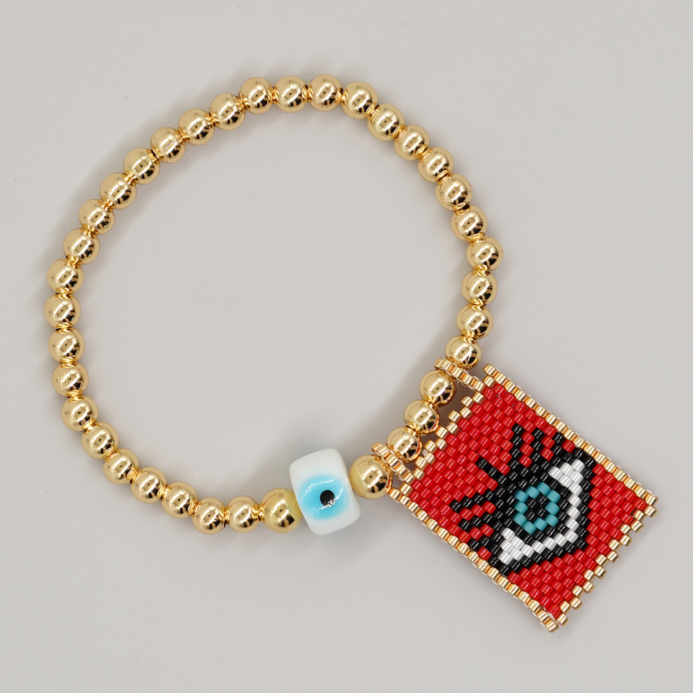 Novelty Devil's Eye Heart Shape Crown Glass Glass Copper Beaded Knitting Women's Bracelets display picture 4