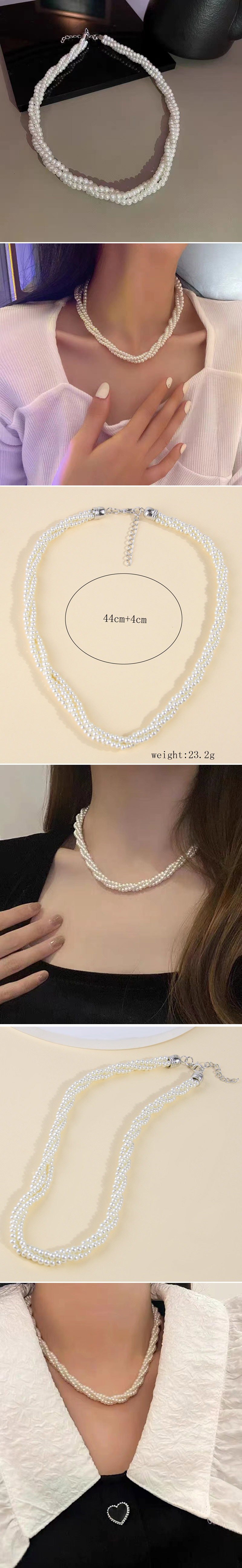 Elegant Geometric Artificial Pearl Ferroalloy Beaded Women's Necklace display picture 1