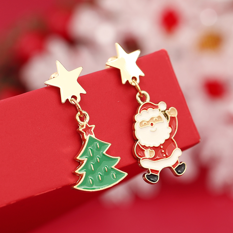 Cartoon Style Christmas Tree Santa Claus Alloy Enamel Christmas Women's Drop Earrings display picture 1