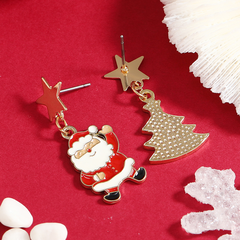 Cartoon Style Christmas Tree Santa Claus Alloy Enamel Christmas Women's Drop Earrings display picture 3