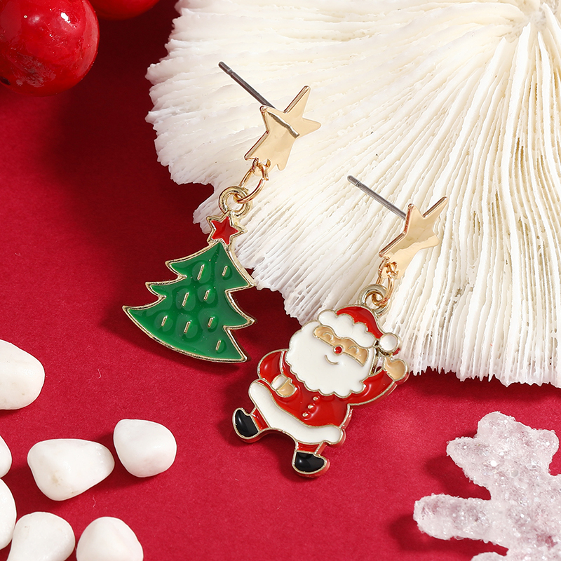 Cartoon Style Christmas Tree Santa Claus Alloy Enamel Christmas Women's Drop Earrings display picture 2