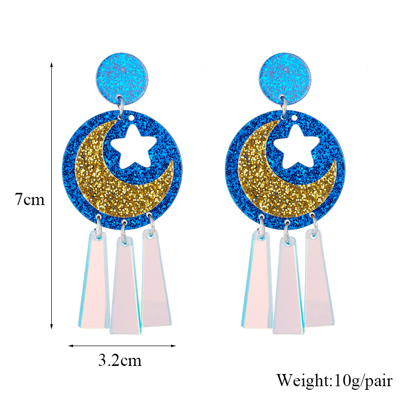 Modern Style Star Moon Arylic Sequins Women's Drop Earrings display picture 1