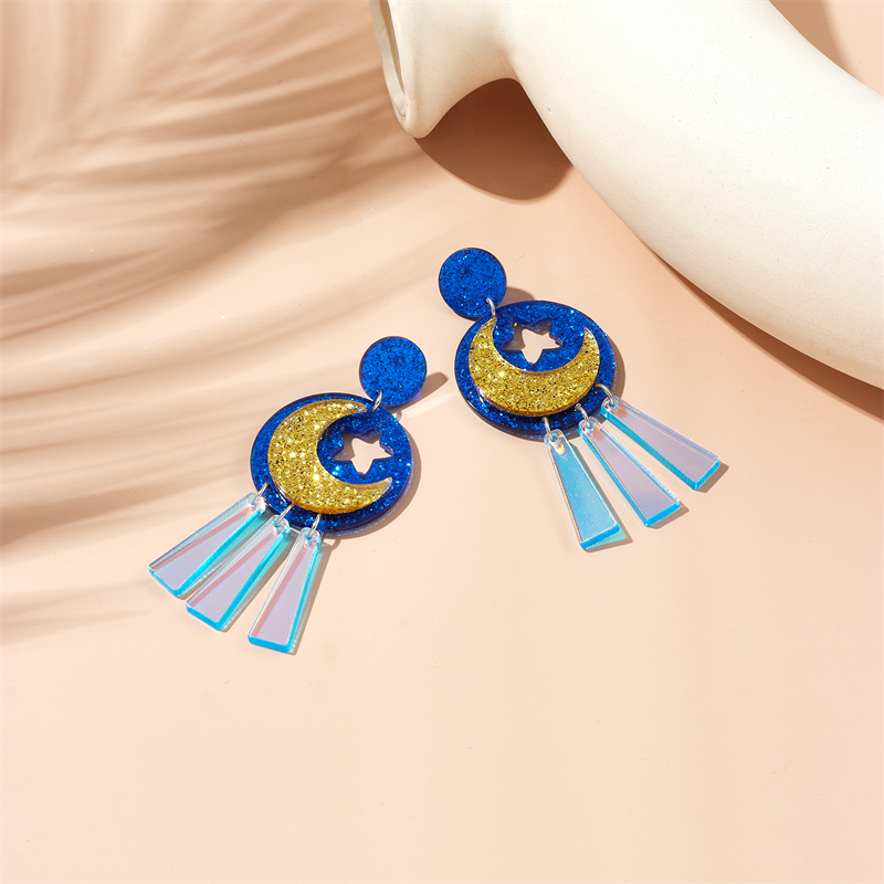 Modern Style Star Moon Arylic Sequins Women's Drop Earrings display picture 5
