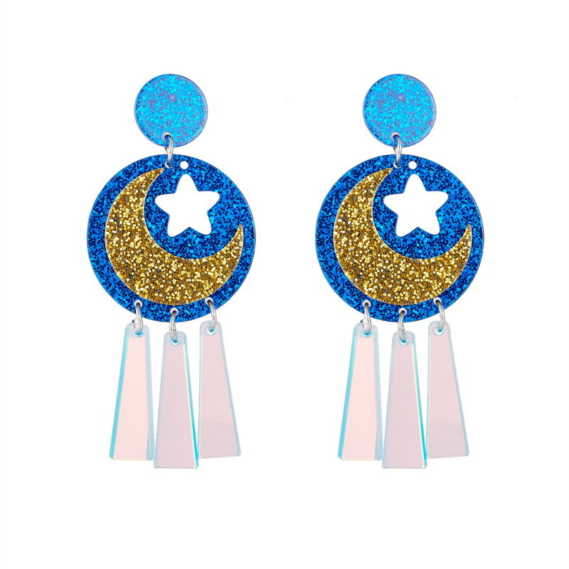 Modern Style Star Moon Arylic Sequins Women's Drop Earrings display picture 2