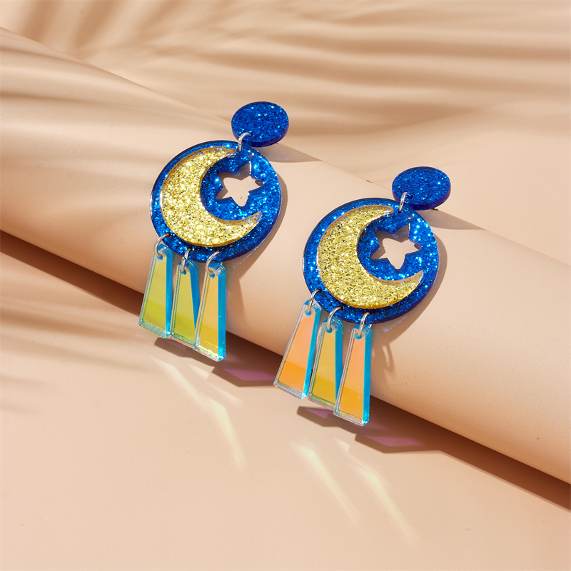 Modern Style Star Moon Arylic Sequins Women's Drop Earrings display picture 4