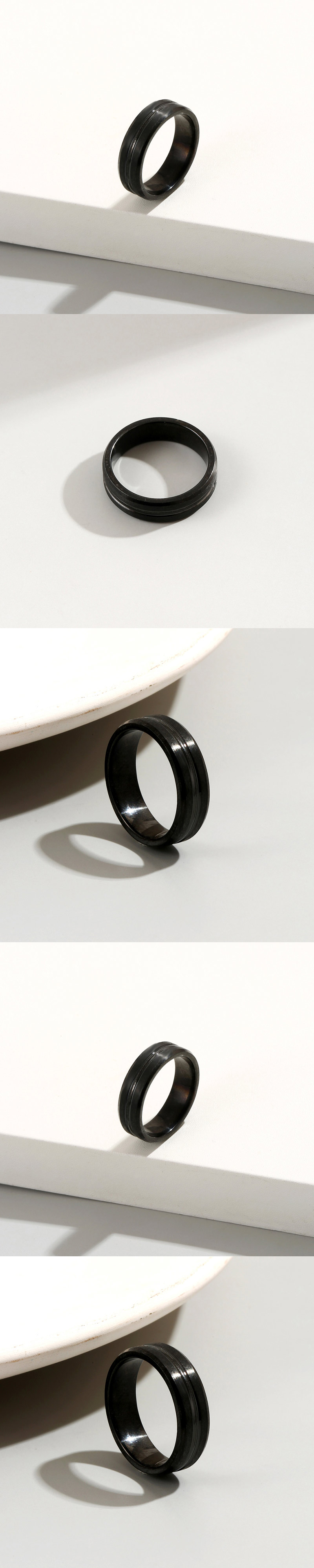 Basic Solid Color Stainless Steel Men's Rings display picture 1