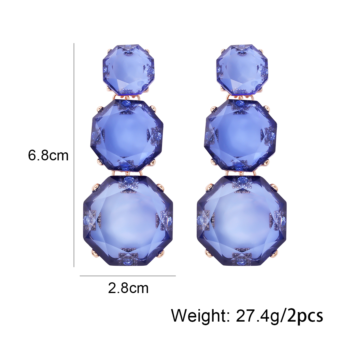 1 Pair Exaggerated Geometric Inlay Alloy Resin Drop Earrings display picture 2