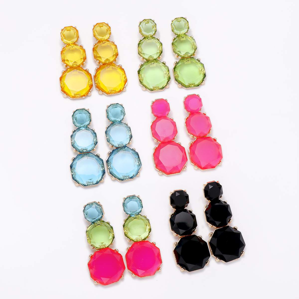 1 Pair Exaggerated Geometric Inlay Alloy Resin Drop Earrings display picture 5