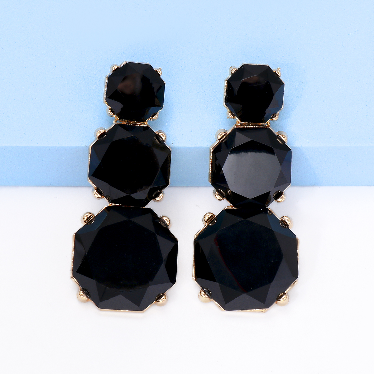 1 Pair Exaggerated Geometric Inlay Alloy Resin Drop Earrings display picture 6