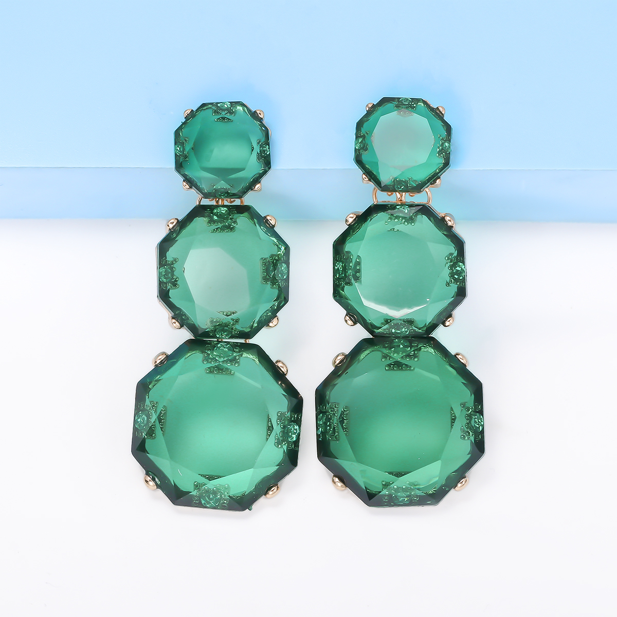 1 Pair Exaggerated Geometric Inlay Alloy Resin Drop Earrings display picture 7