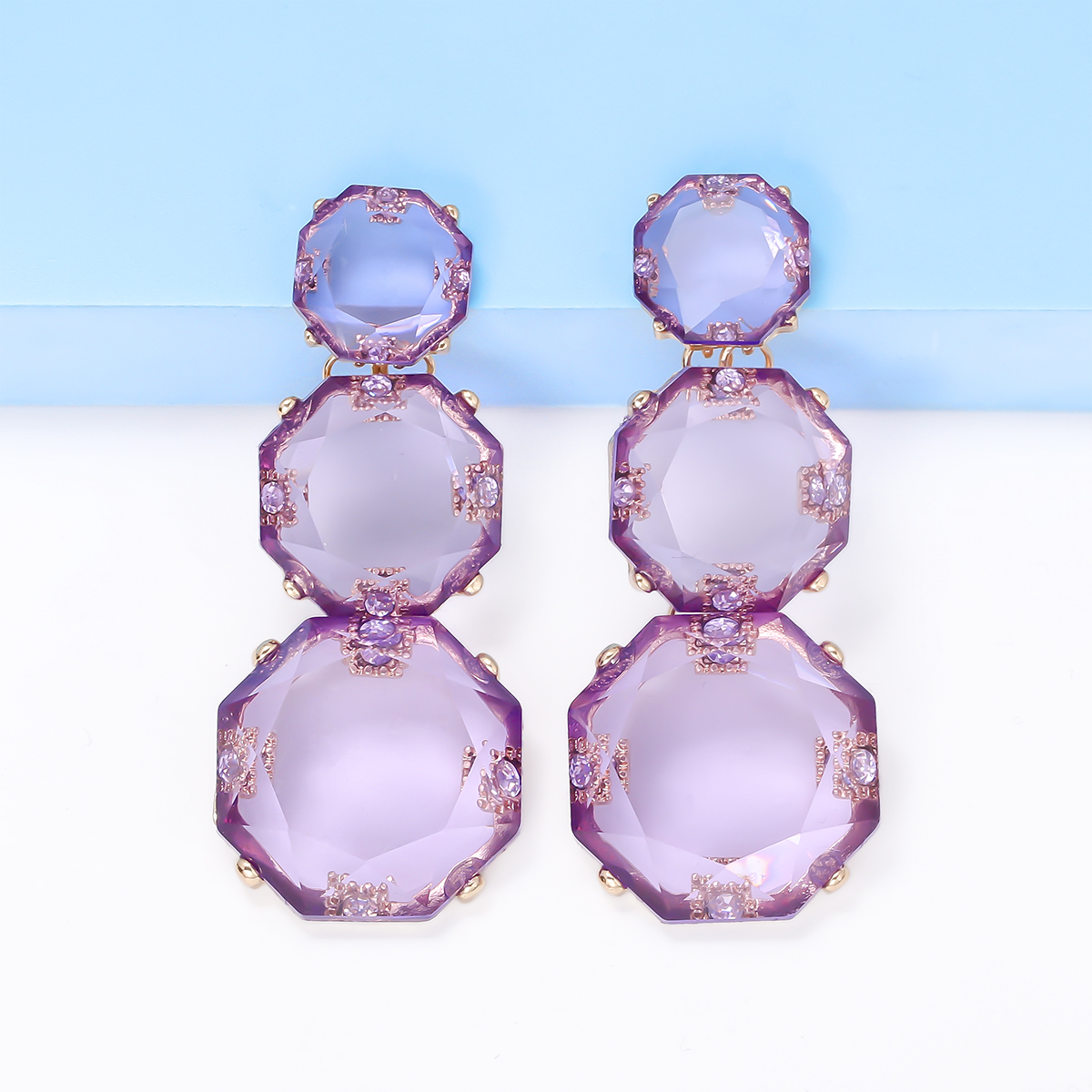 1 Pair Exaggerated Geometric Inlay Alloy Resin Drop Earrings display picture 8