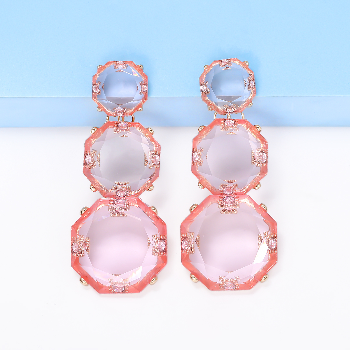1 Pair Exaggerated Geometric Inlay Alloy Resin Drop Earrings display picture 14