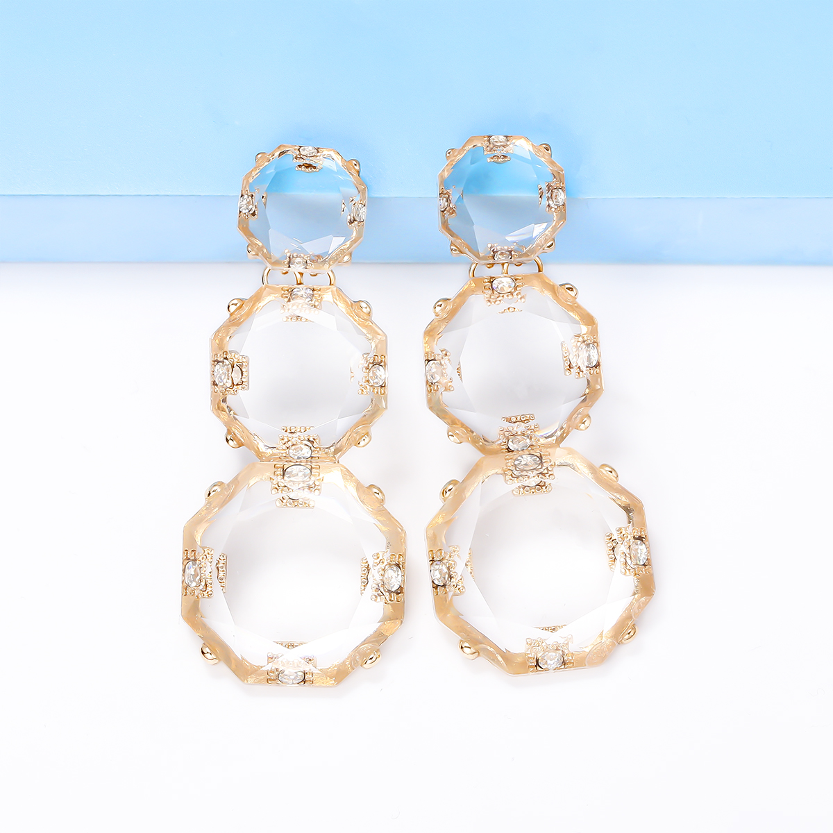 1 Pair Exaggerated Geometric Inlay Alloy Resin Drop Earrings display picture 18