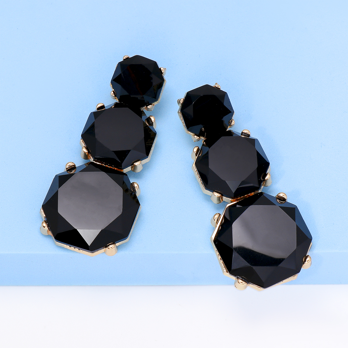 1 Pair Exaggerated Geometric Inlay Alloy Resin Drop Earrings display picture 27