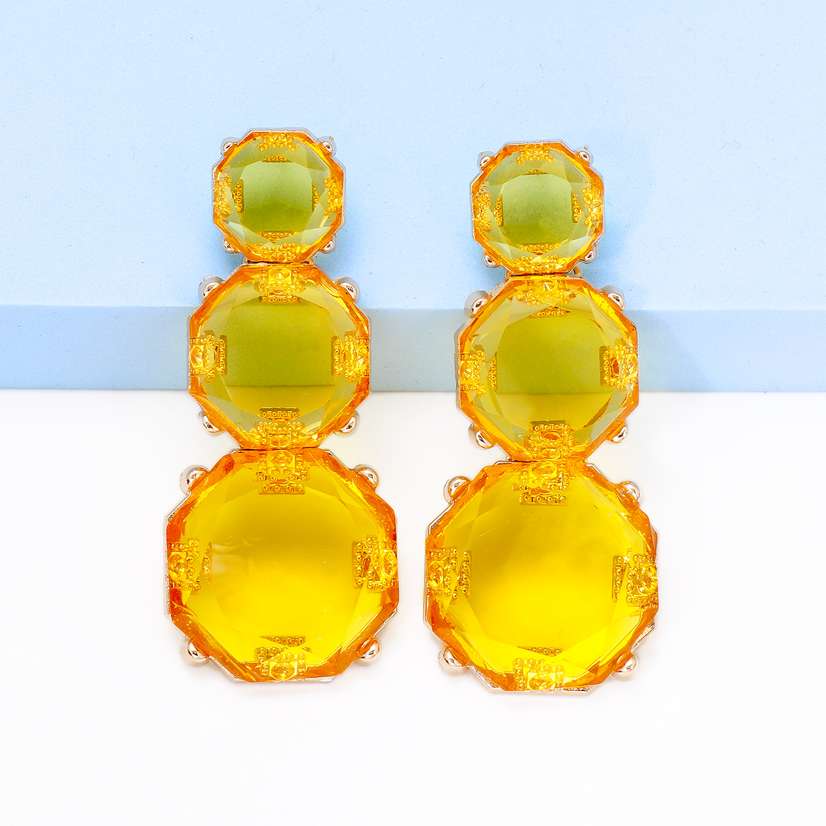 1 Pair Exaggerated Geometric Inlay Alloy Resin Drop Earrings display picture 21