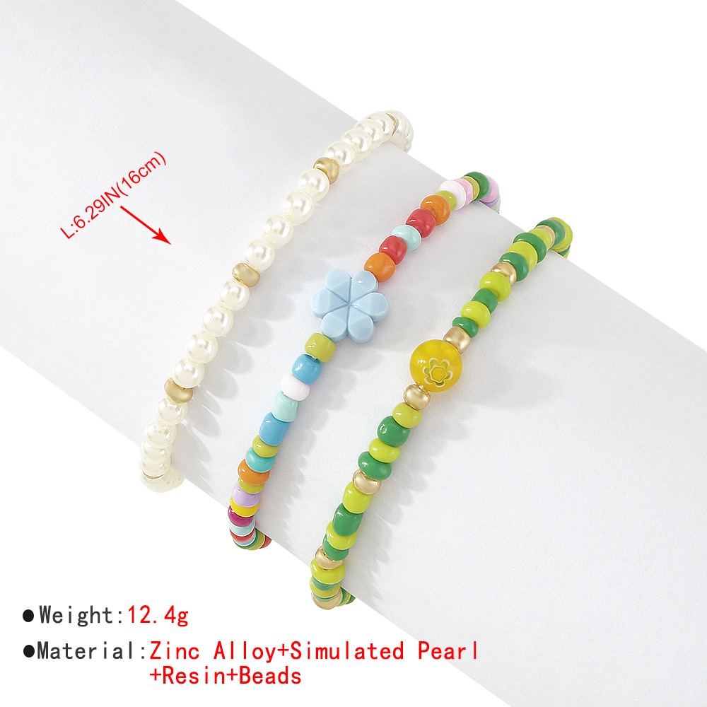 Bohemian Flower Imitation Pearl Alloy Resin Beaded Women's Bracelets display picture 7