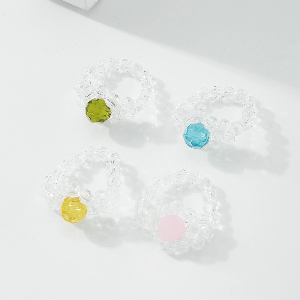 Großhandel Schmuck Süß Geometrisch Künstlicher Kristall Perlen Handgemacht Ringe display picture 8